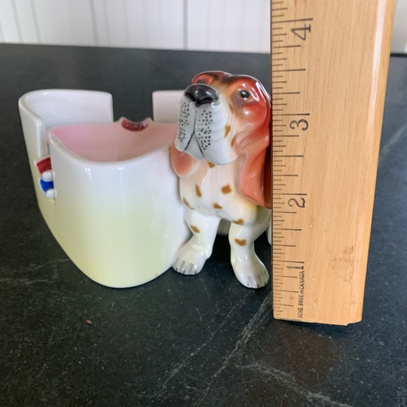 Adorable Vintage Hound Dog Ceramic Ashtray set. Japan - Picture 6 of 7